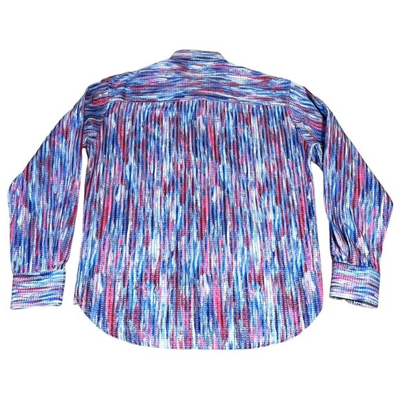 Luchiano Visconti Shirt Mens Med Blue Pattern Long Sleeve Button Up Casual Sport - Picture 2 of 16